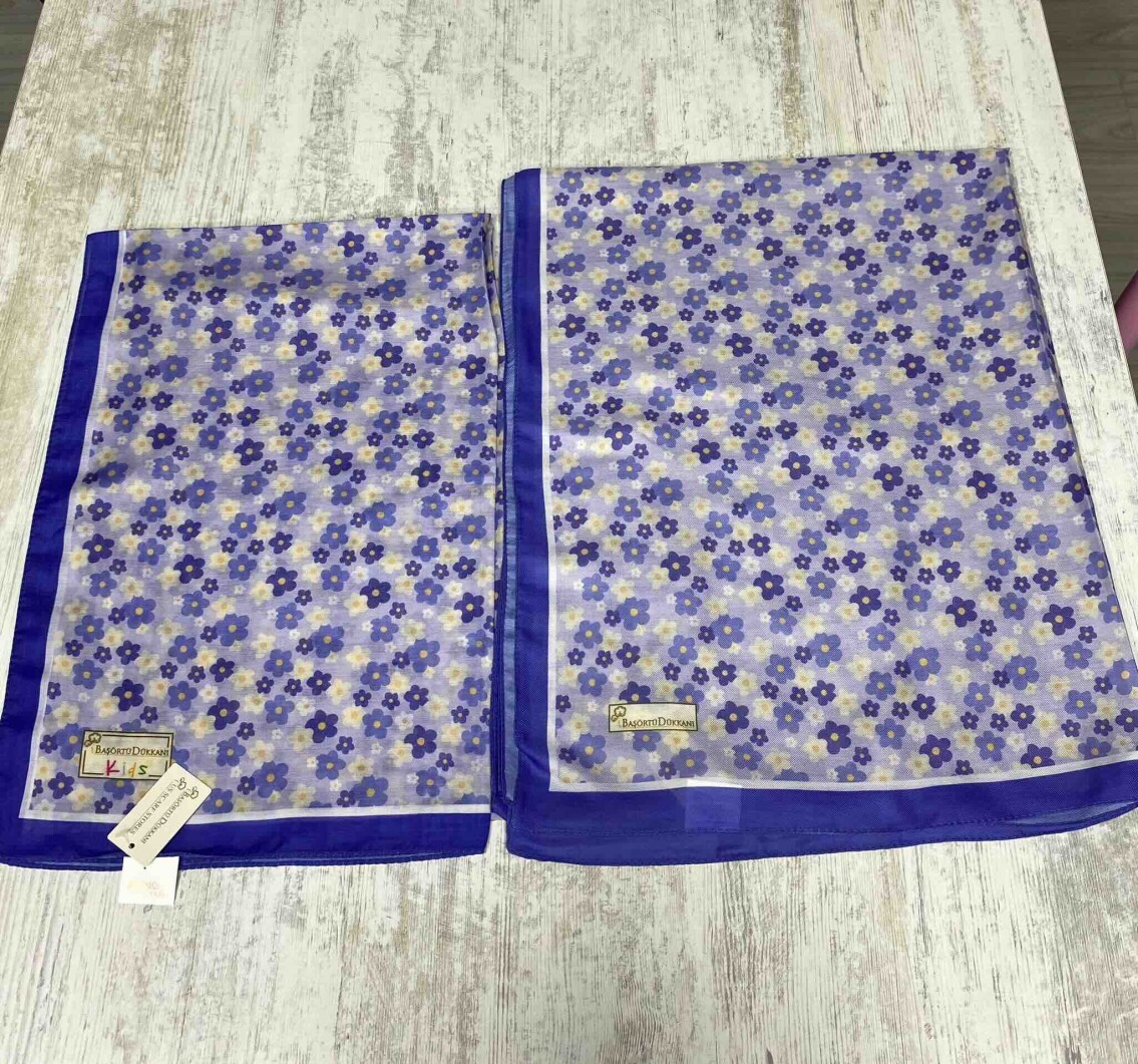 ANNE - KIZ ŞAL TAKIMI - MAVİ KIR ÇİÇEĞİ - 5