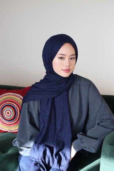 BAMBU ŞAL - KOYU LACİVERT 