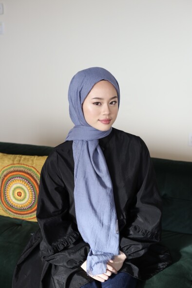 BAMBU ŞAL - MAVİ GRİ - 1