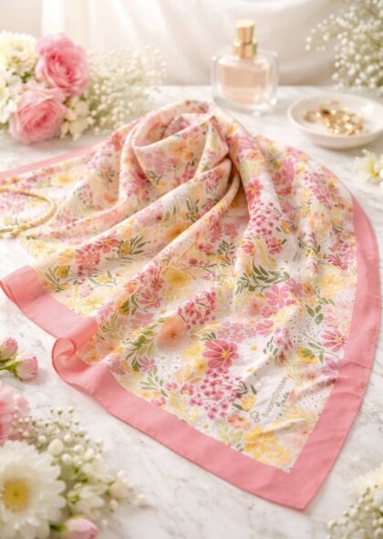 BASIC PEMBE MASAL DESEN EŞARP - 2