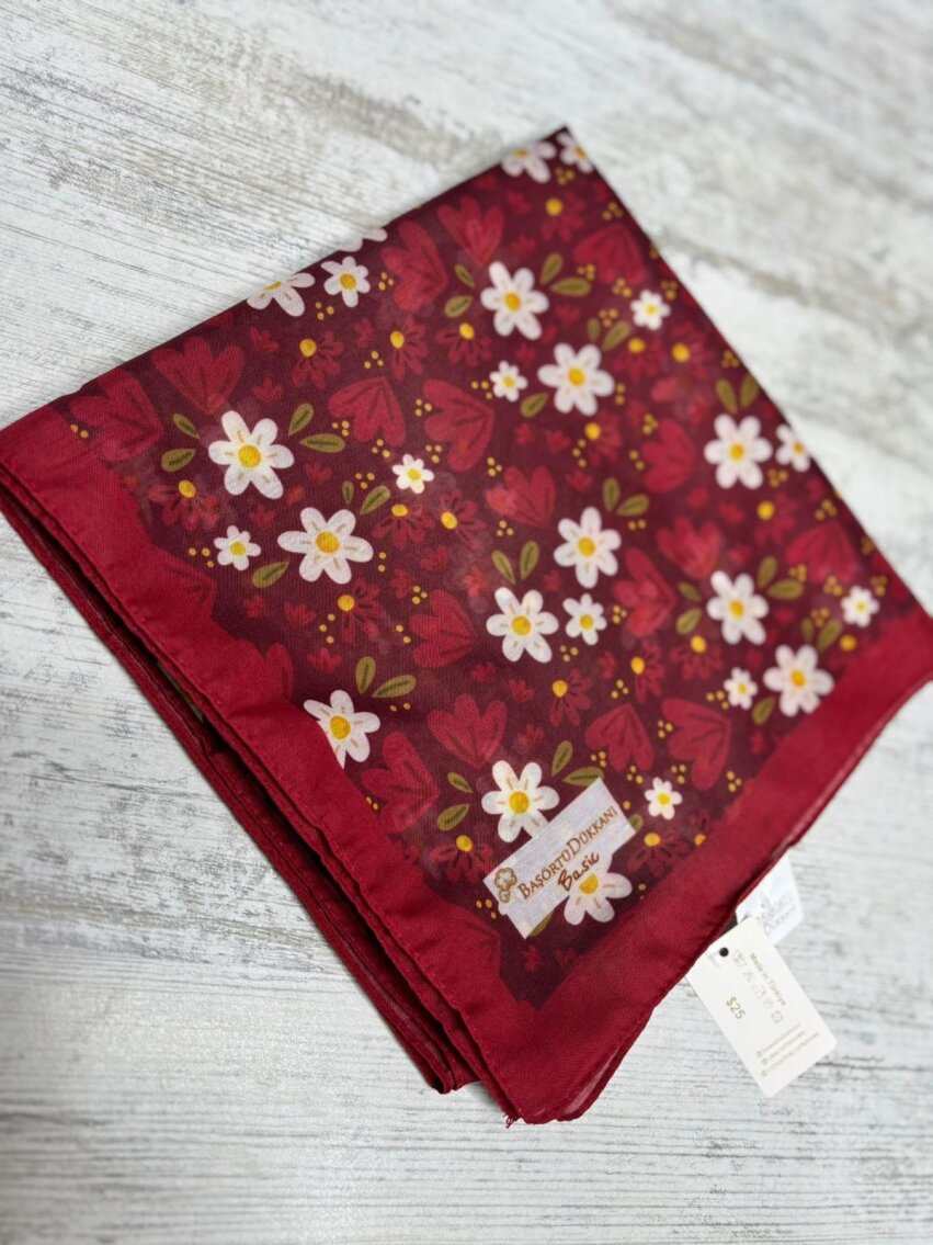 BASIC RÜYA ÇİÇEĞİ DESEN EŞARP BORDO - 1
