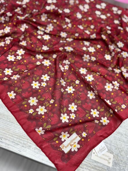 BASIC RÜYA ÇİÇEĞİ DESEN EŞARP BORDO - 2