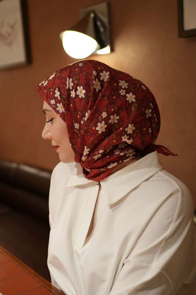 BASIC RÜYA ÇİÇEĞİ DESEN EŞARP BORDO - 4