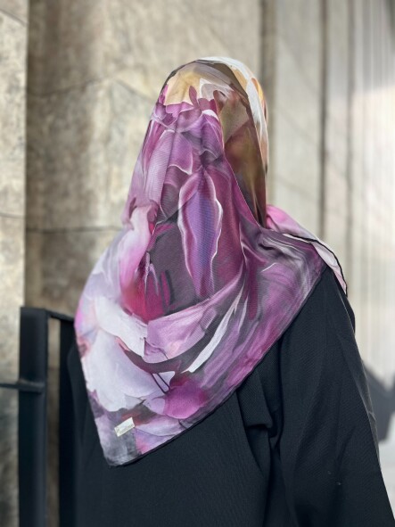 CANVAS TABLO DESEN EŞARP - GÜL KURUSU - 2