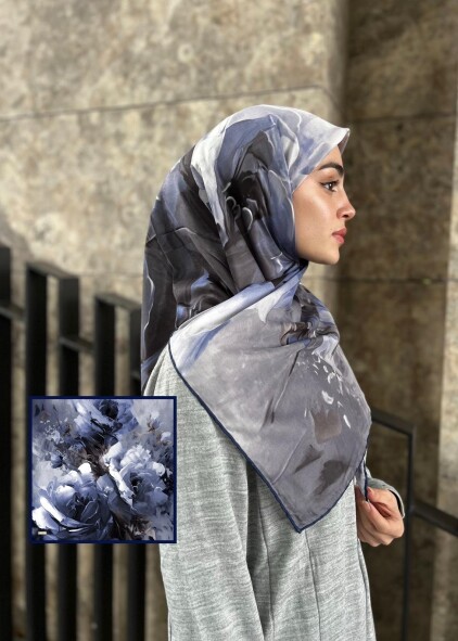 CANVAS TABLO DESEN EŞARP - LACİVERT - 