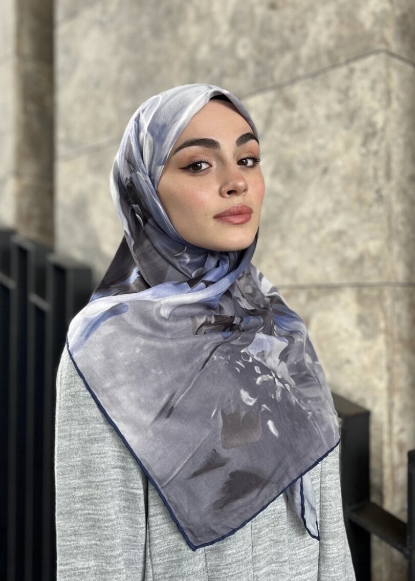 CANVAS TABLO DESEN EŞARP - LACİVERT - 3