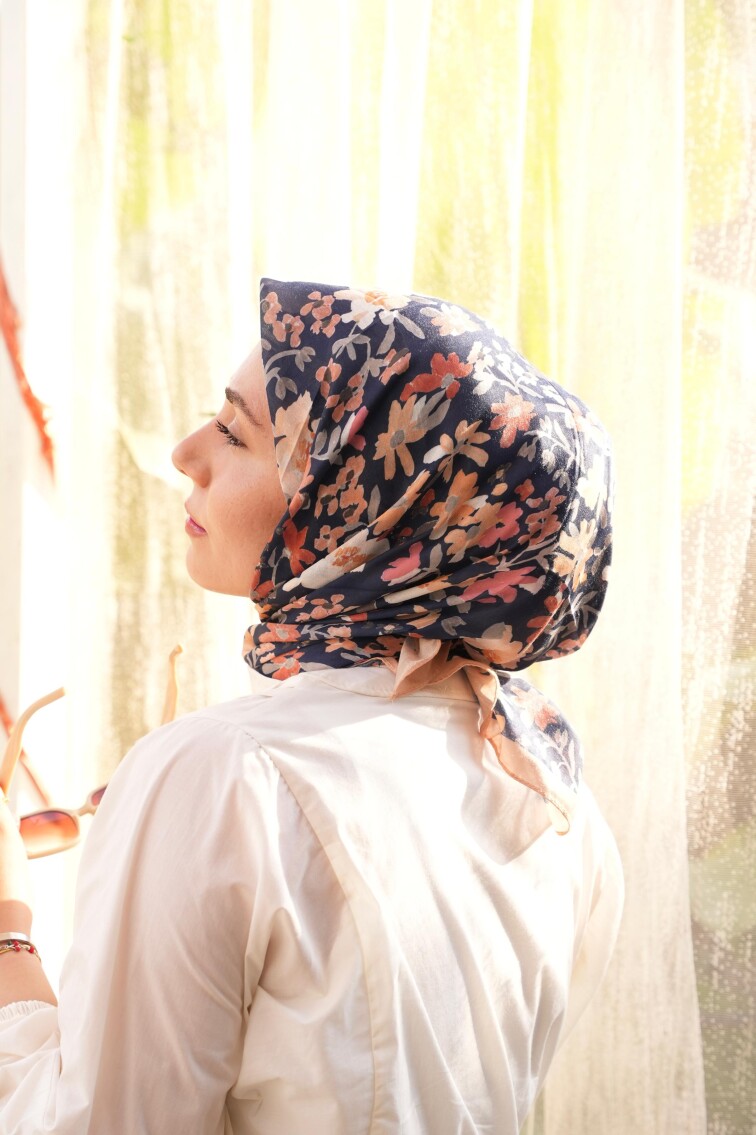 ÇUHA DESEN EŞARP - LACİVERT - 1