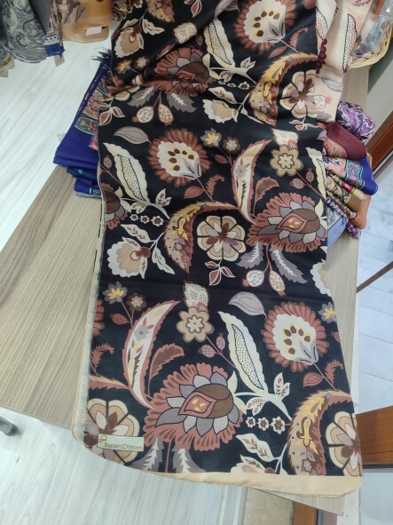 DEFOLU ETNIK SAL - SIYAH KREM - 