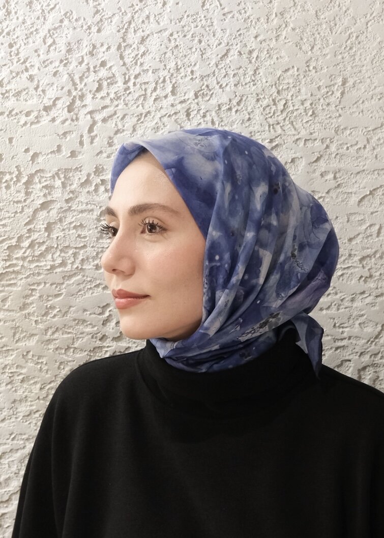 DELORA DESEN EŞARP - LACIVERT - 1