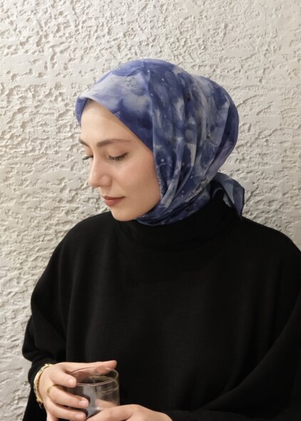 DELORA DESEN EŞARP - LACIVERT - 3