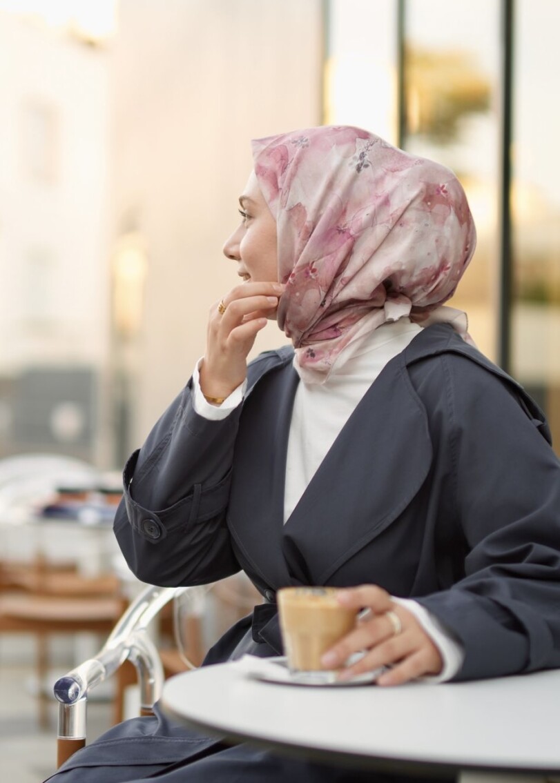 DELORA DESEN EŞARP - PEMBE VİZON - 1