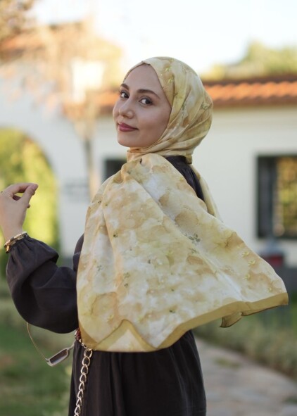 DELORA DESEN ŞAL - AVOKADO SARISI - 3