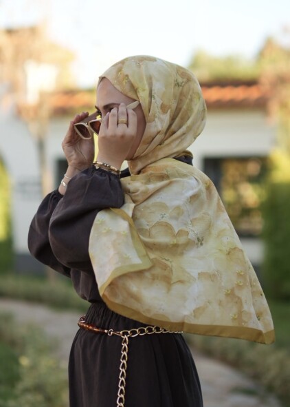 DELORA DESEN ŞAL - AVOKADO SARISI 