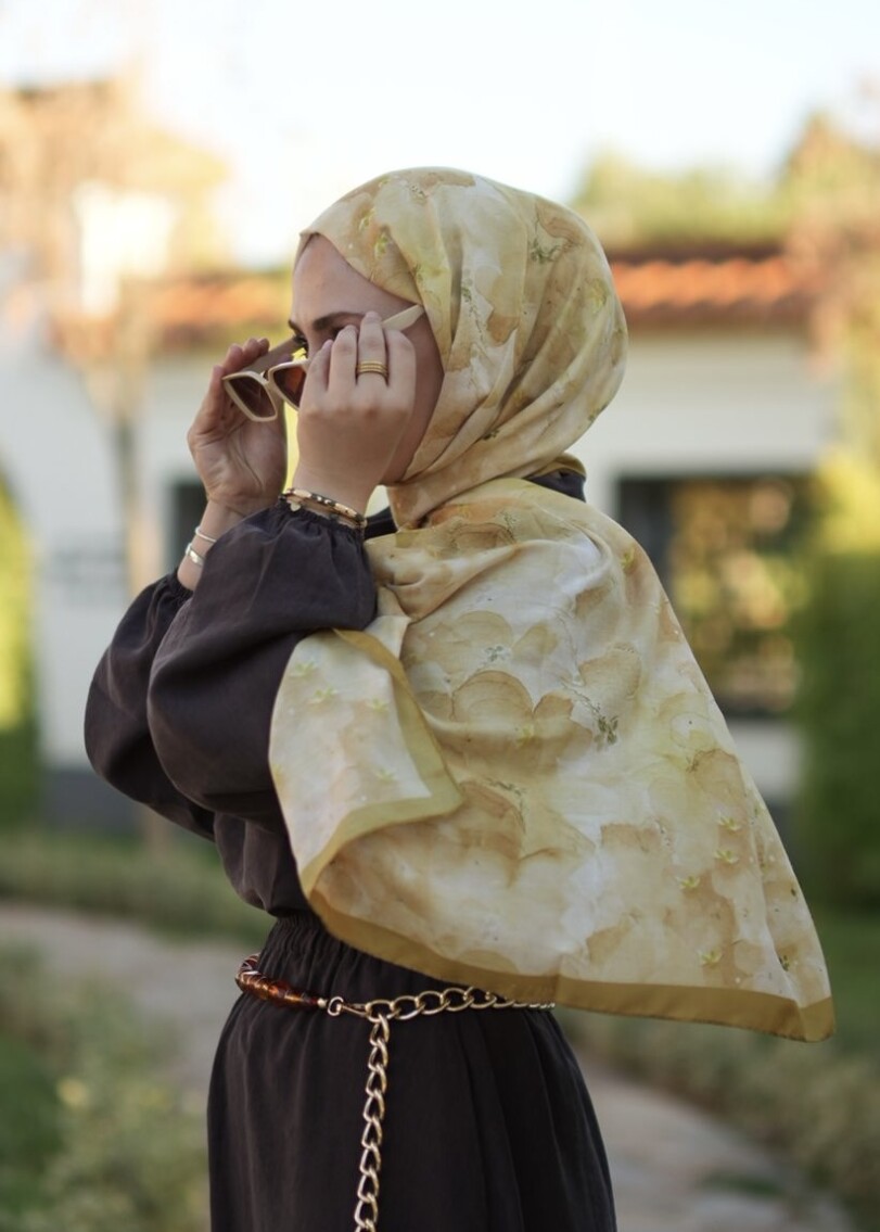 DELORA DESEN ŞAL - AVOKADO SARISI - 1