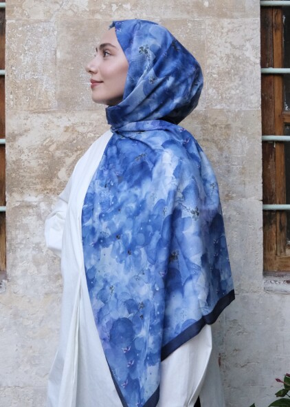 DELORA DESEN ŞAL - LACIVERT - 