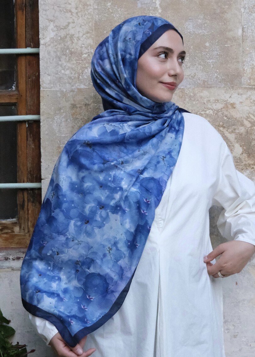 DELORA DESEN ŞAL - LACIVERT - 2