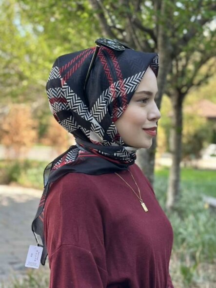 EKOSE EŞARP - SİYAH BORDO - 