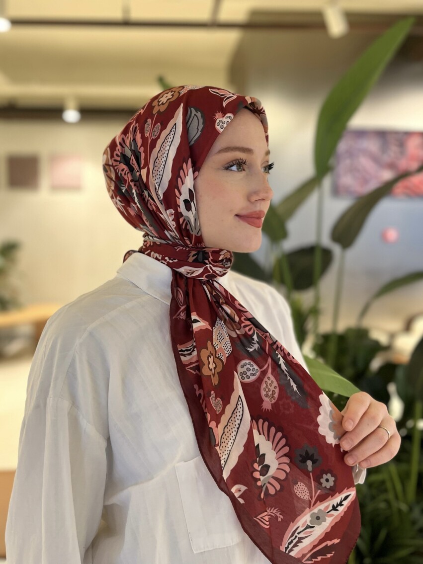 ETNİK DESEN EŞARP - BORDO - 1