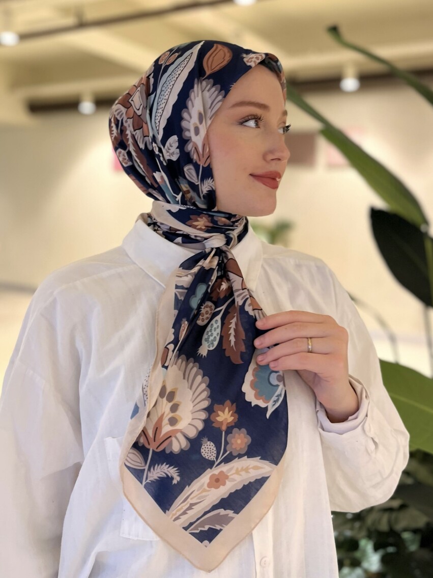 ETNİK DESEN EŞARP - LACİVERT - 1