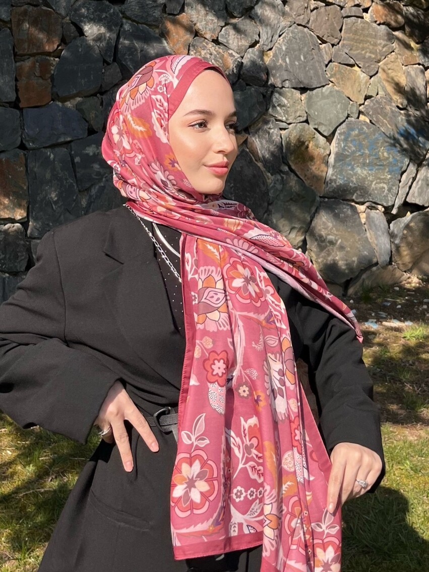 ETNİK DESEN ŞAL - GÜL KURUSU - 1