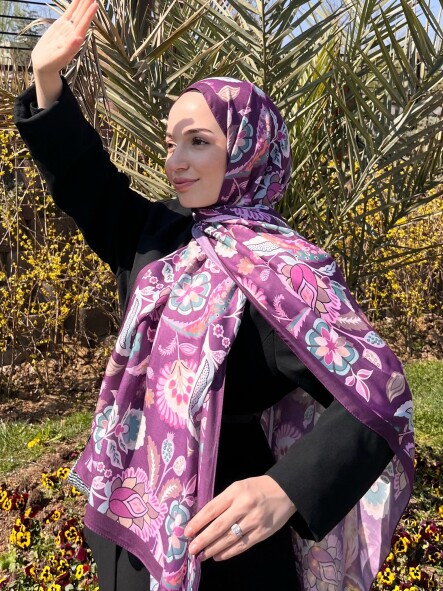 ETNİK DESEN ŞAL - MOR - 