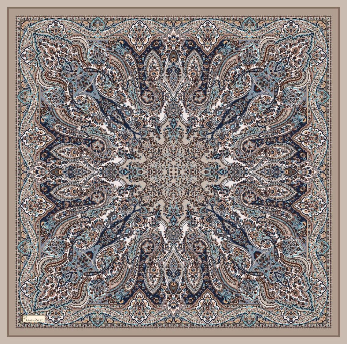 FİRUZE DESEN EŞARP - BEJ MAVİSİ - 3