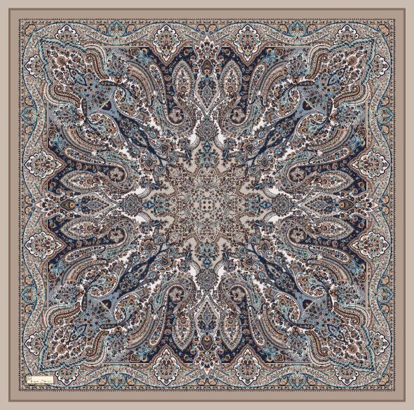 FİRUZE DESEN EŞARP - BEJ MAVİSİ - 3