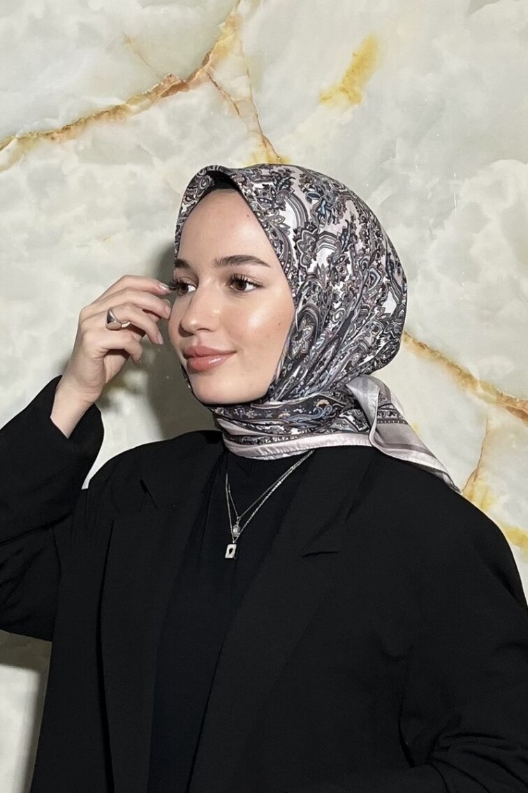 FİRUZE DESEN EŞARP - BEJ MAVİSİ - 1