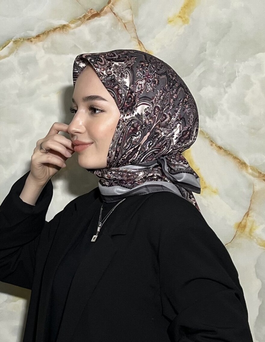 FİRUZE DESEN EŞARP - GRİ MÜRDÜM - 1