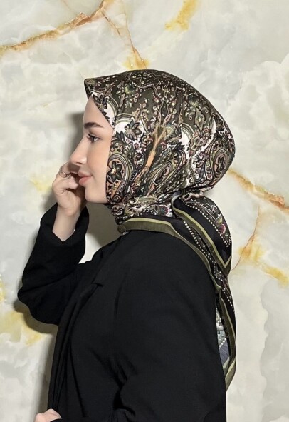 FİRUZE DESEN EŞARP - HAKİ - 3