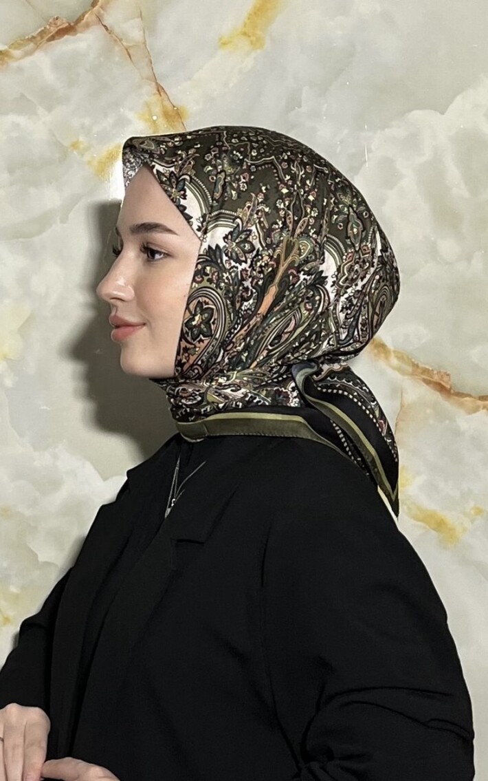 FİRUZE DESEN EŞARP - HAKİ - 1