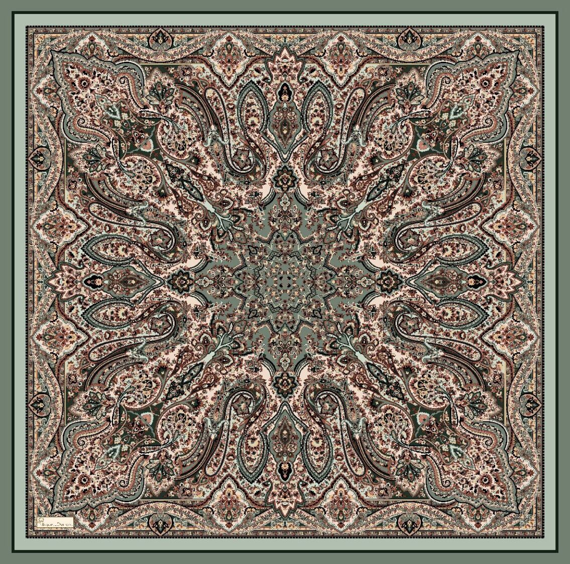 FİRUZE DESEN EŞARP - MİNT - 2