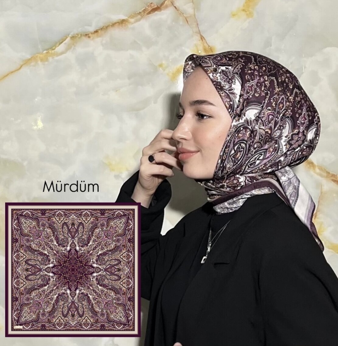 FİRUZE DESEN EŞARP - MÜRDÜM - 2