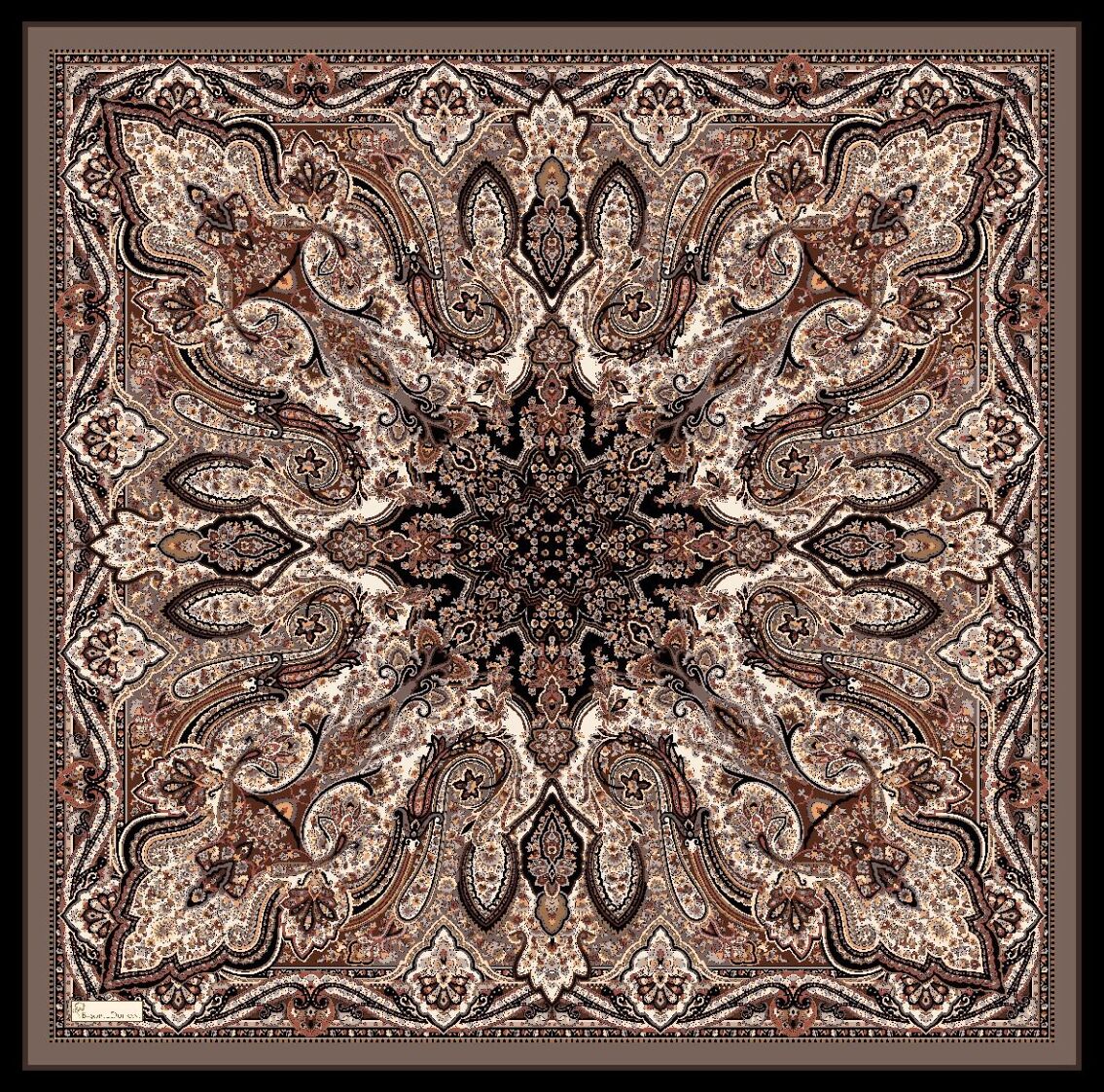 FİRUZE DESEN EŞARP - SİYAH KAHVE - 3