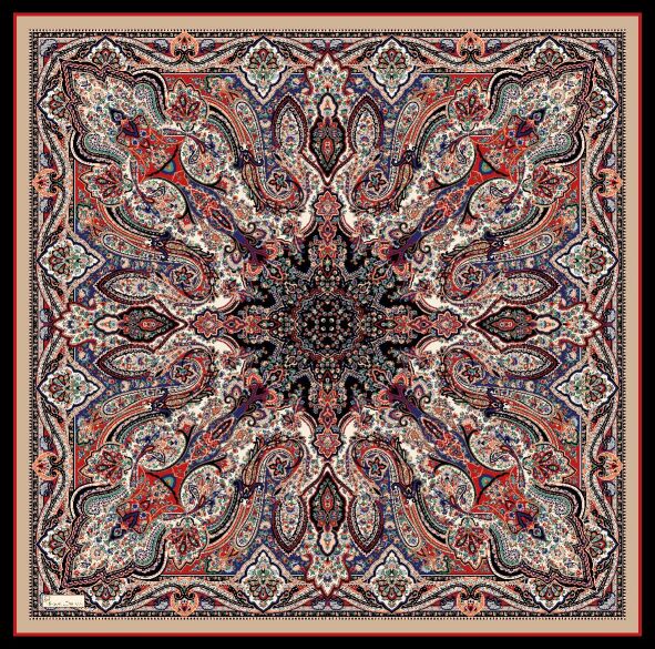 FİRUZE DESEN EŞARP - SİYAH KIRMIZI - 2