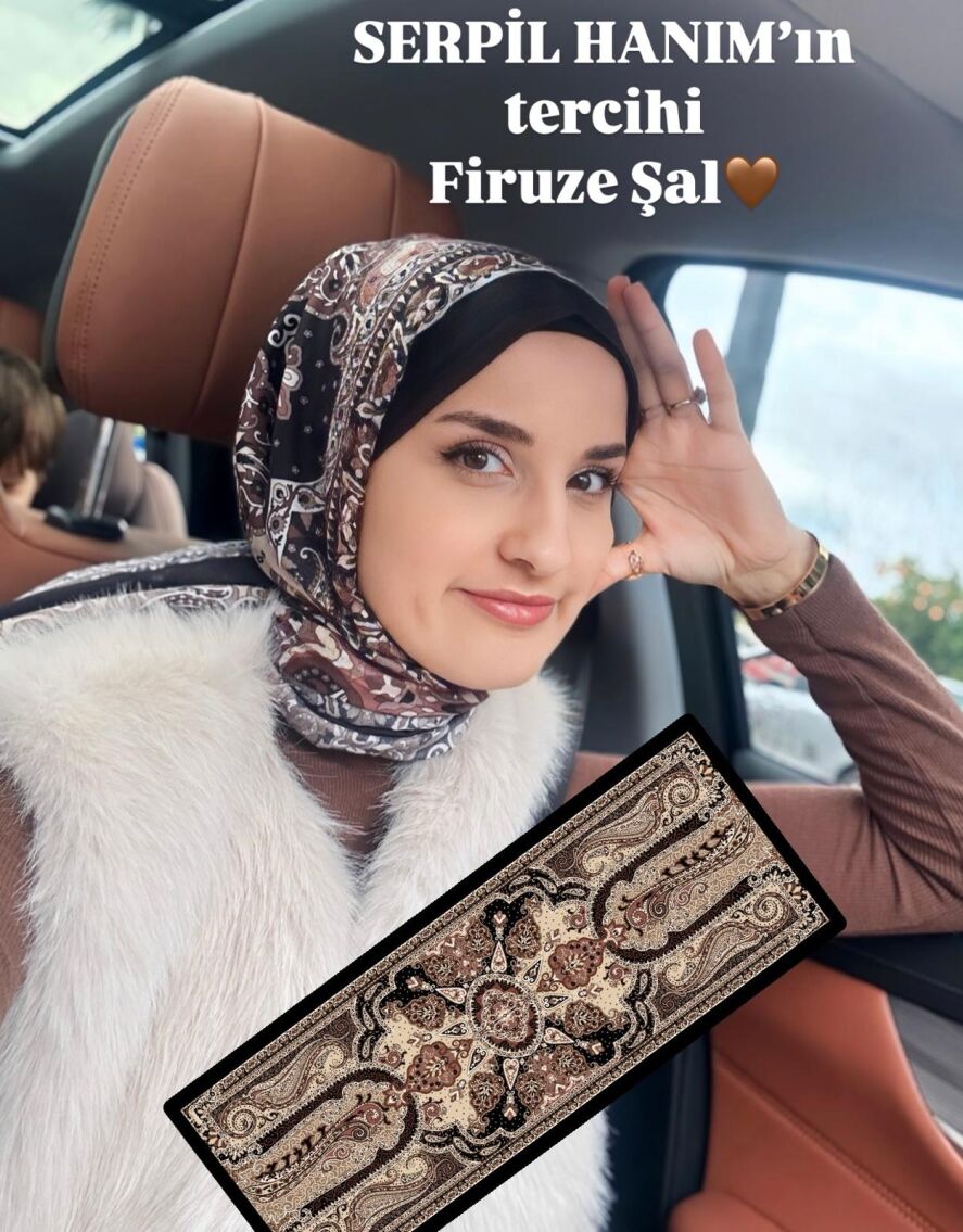 FİRUZE DESEN ŞAL - SİYAH - 1