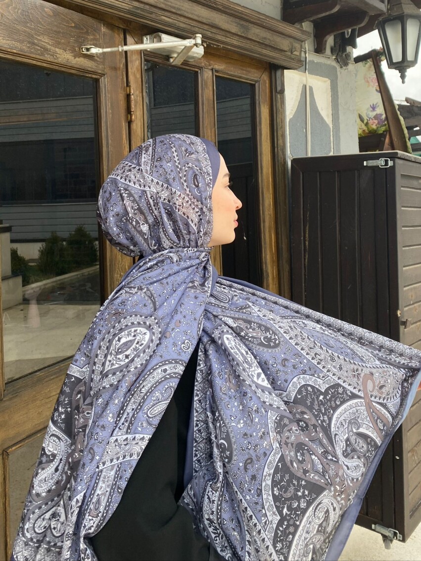 FİRUZE 2 DESEN ŞAL - MAVİ GRİ - 2