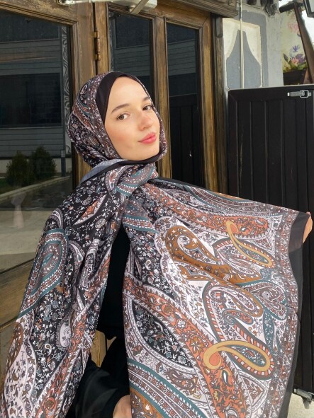 FİRUZE 2 DESEN ŞAL - SİYAH YEŞİL - 1