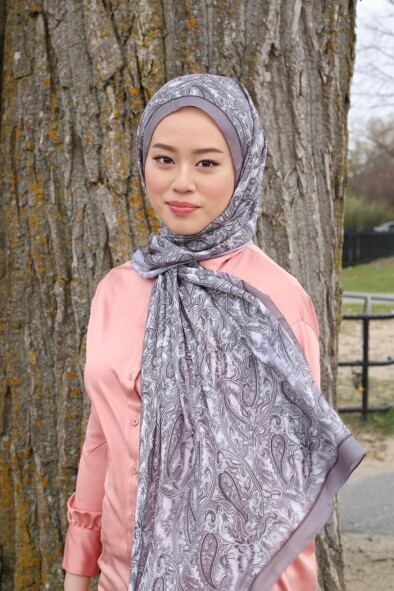 FİRUZE 3 DESEN ŞAL - GRİ 