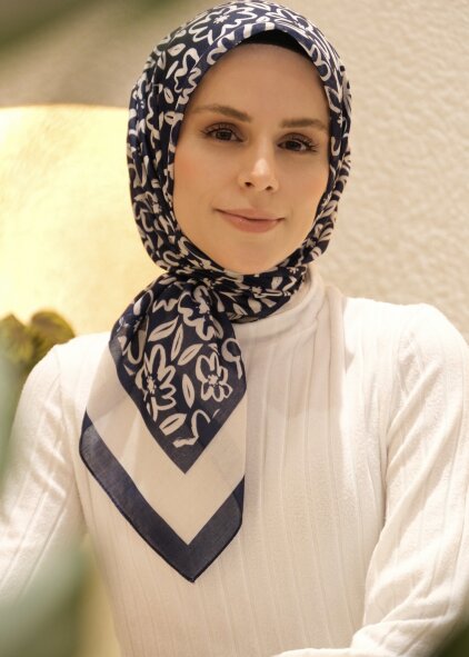 FLORA LİNE EŞARP - LACİVERT - 