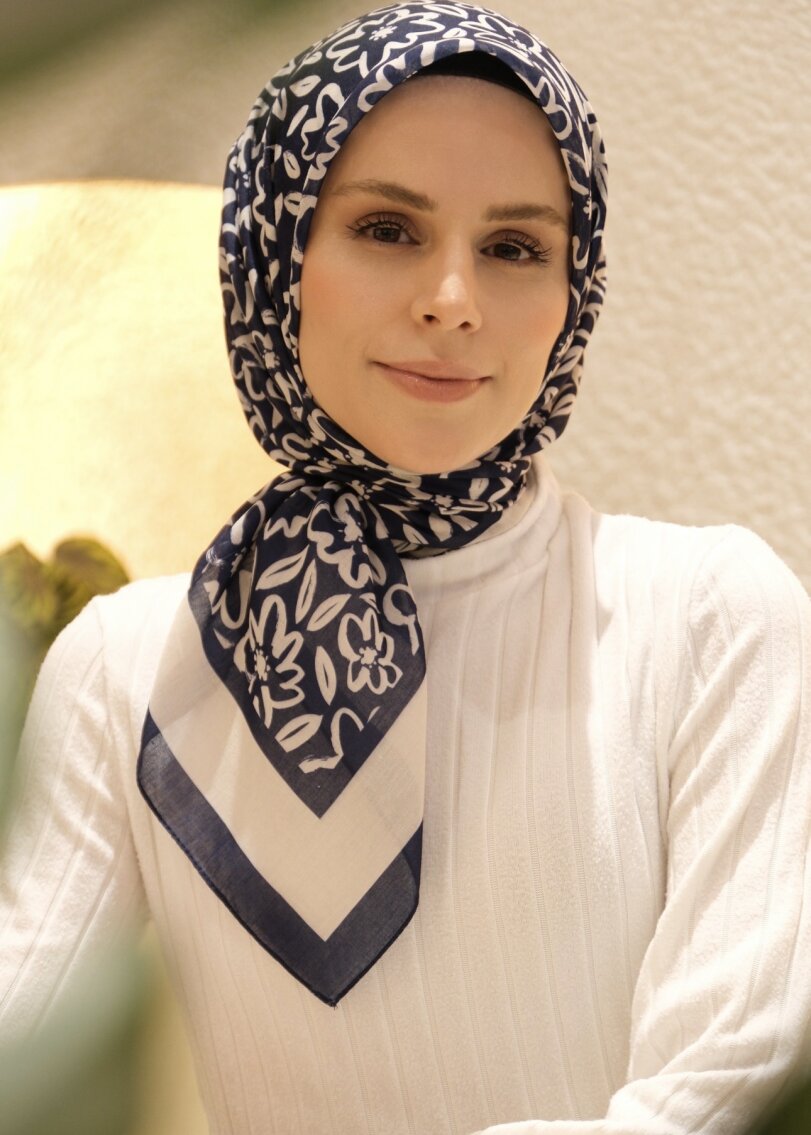 FLORA LİNE EŞARP - LACİVERT - 1