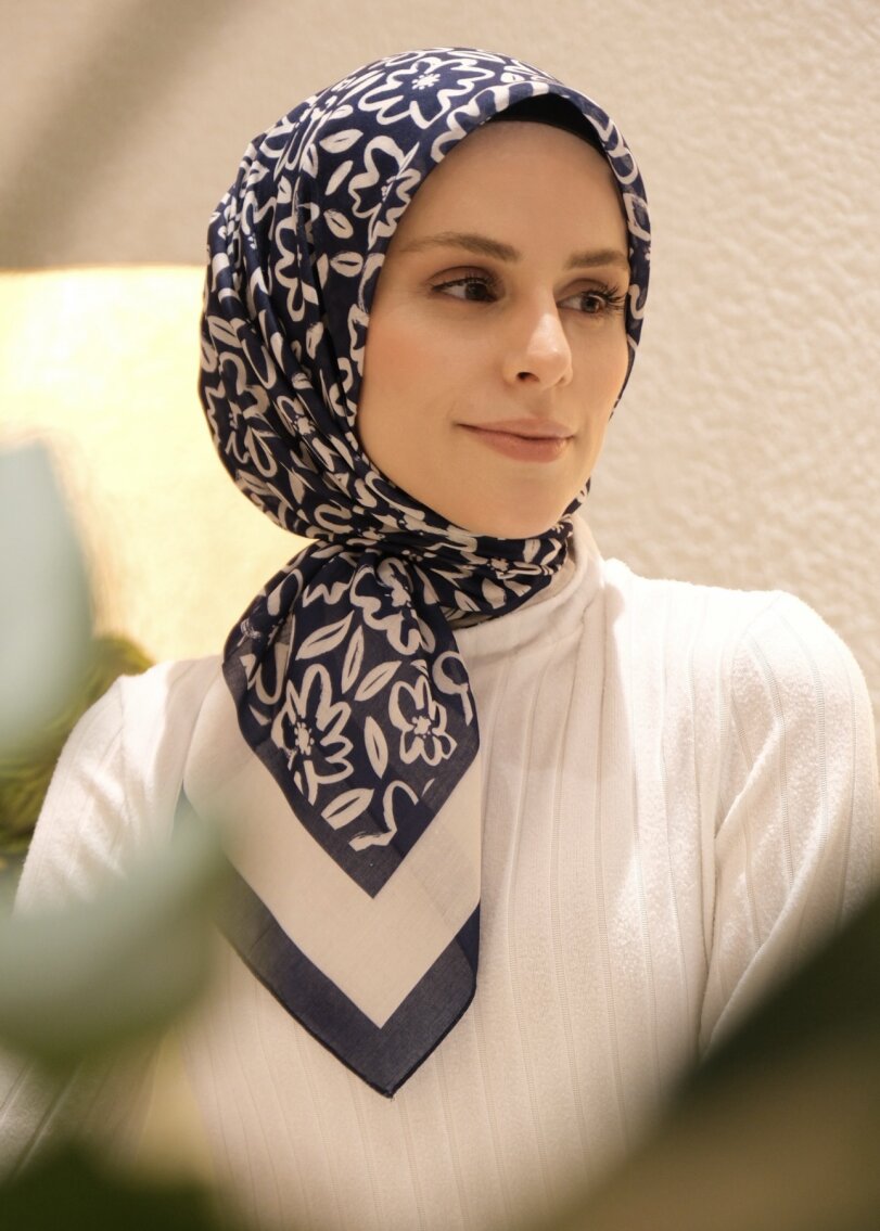 FLORA LİNE EŞARP - LACİVERT - 2