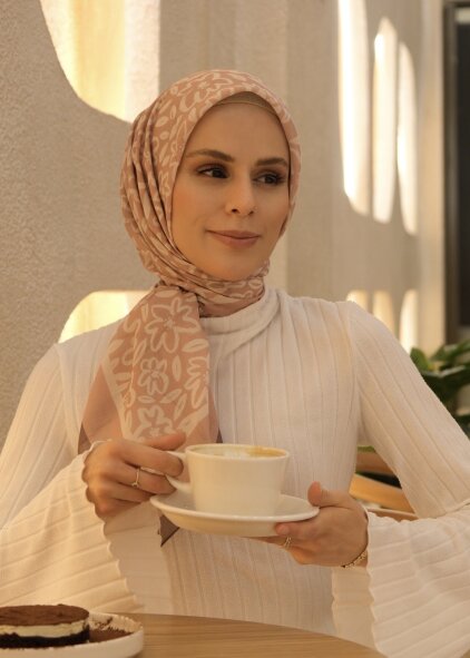 FLORA LİNE EŞARP - PUDRA - 