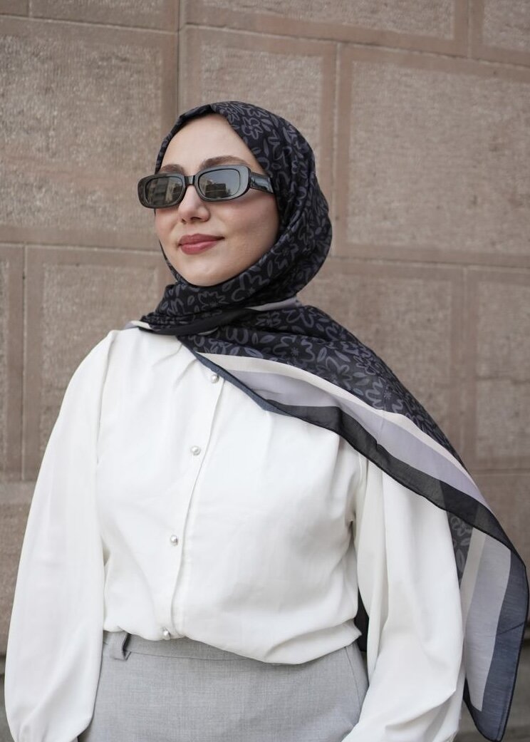 FLORA LİNE ŞAL - SIYAH GRI - 3