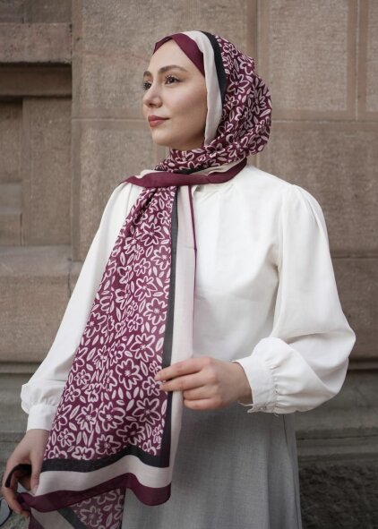 FLORA LİNE ŞAL - BORDO - 
