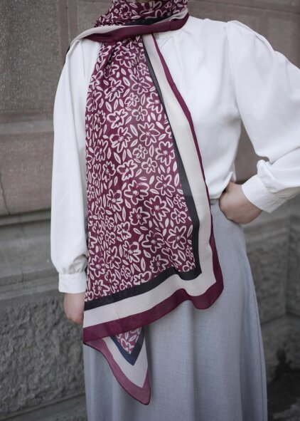 FLORA LİNE ŞAL - BORDO - 3