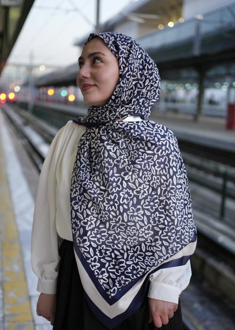 FLORA LİNE ŞAL - LACIVERT - 1