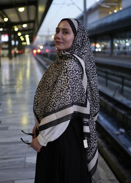 FLORA LİNE ŞAL - SIYAH BEYAZ - 4