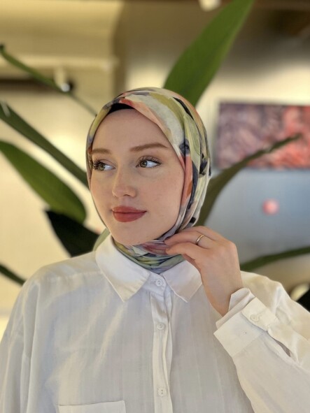 FLORAL BRUSH EŞARP - FISTIK - 2