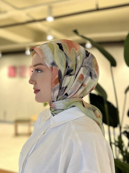 FLORAL BRUSH EŞARP - FISTIK 